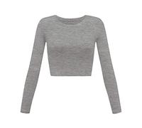 Sexy Slim Long Sleeve Crew Neck Short Top Women/Winter Casual Sports Shirt Top Women's Elegant Sexy, gray, XL