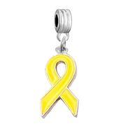 Sexy Sparkles Yellow Ribbon Charm - Breast Cancer Awareness & Bring Them Home Israel Hostage Support European Charm, S, Alloy Steel, No Gemstone