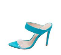 Sexy Stiletto Mules for Women, Clear Strap Open Toe High Heeled Slides Sandals, Backless Slip On High Heels Slippers for Daily Party Dress