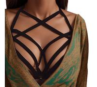 Sexy Strappy Harness, Adjustable Halter Belt Crop Top Bralet Cupless Cage Bra Plus Size Breast Harness for Ladies Festival Club Party Wear Black Womens Lingerie Set Sexy