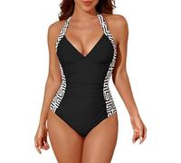 Sexy Swimsuit Women's Tummy Control Halterneck One Piece Swimwear Women's Deep V Neck Leopard Print Shape Swimsuits Push Up Vintage Swimsuit Slimming Monokini Summer Beach Fashion