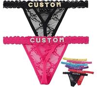 Sexy Thongs For Women Custom Name Thong Underwear Personalized Letter Lace G-String Panties Low Rise Knickers Personalised Gifts For Women, One Size