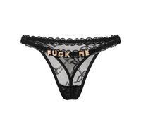 Sexy Thongs for Women Funny Underwear with Gold Rhinestones Special Word See Through Low Rise Panties Lace G-String Bikini Briefs Naughty Underpants (UK, Alpha, XL, Regular, Regular, Style A)