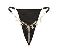 Sexy Thongs for Women Funny Underwear with Gold Rhinestones Special Word See Through Low Rise Panties Lace G-String Bikini Briefs Naughty Underpants (UK, Alpha, One Size, Regular, Regular, Style B)