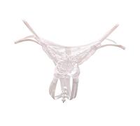 Sexy Tummy Control Sexy Panties for Women G String Crotchless Thongs Soft Underwear Breathable Cutout Butt Lifting Bikini Panties Low Waist Pearl Butterfly Embroidered Briefs Stretch White
