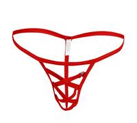 Sexy Underwear Men's Slow Sexy Waist Ice Male G Strings Men's Silk Micro Green Lingerie Set, red, One Size