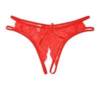 Sexy Underwear Open Low Waist Underpants Crotch Briefs Women's Lace Women's For Women Cotton Full Brief High Rise For Women (Red, One Size)