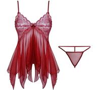 Sexy Underwear Women Sets See Through Two Piece Open Front Nightdress with Thongs Nightwear Sets Ladies Erotic Outfits UK Nightwear Nighties Negligees Chemise for the Bedroom