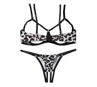 Sexy Underwear Women Sets - Women'S Leopard Print Bathing Suit Underwire Cut Out Bikini Set Two Piece Swimsuit (White Xl)