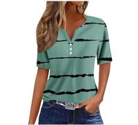 Sexy V Neck Tunic Tops for Women UK Teen Girls 2024 Summer Short Sleeve Shirts Trendy Striped T Shirt Workout Button Down Henley Henley Tops Dressy Vacation Graphic Tees Ladies Tops Cotton Blouses