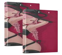Sexy Witch Anime 1-1/2 Inch Binder 3 Ringed with Interior Pockets Pack of 1/2 Aesthetic Binder Hardcover