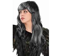 Sexy Witch Longhair Wig two-coloured with strands Wig Wigs for Halloween/Carnival/Carnival & Motto Party as a complement to the witch costume (Longhair: Black-White)