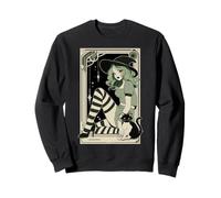 Sexy Witch Tarot Green Hair Black White Stockings Halloween Sweatshirt