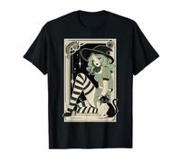 Sexy Witch Tarot Green Hair Black White Stockings Halloween T-Shirt