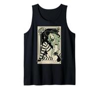 Sexy Witch Tarot Green Hair Black White Stockings Halloween Tank Top