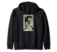 Sexy Witch Tarot Green Hair Black White Stockings Halloween Zip Hoodie
