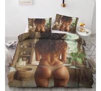 Sexy Woman Bedding Double - Nude Woman Double Duvet Set - Reversible Quilt Cover & 2 Pillowcases with Zipper and Ties, Ultra Soft and Non Iron Brushed Microfibre Bed Set A&-q261