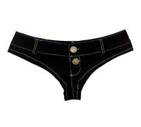 Sexy Women Denim Short Cut Off Thong Low Raise, Black, size S, Ref SJ6-7