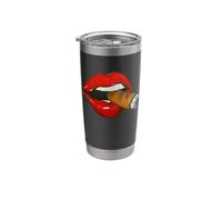 Sexy Women Smoking Cuban Cigar Red Lips Smoking Stainless Steel Insulated Tumbler
