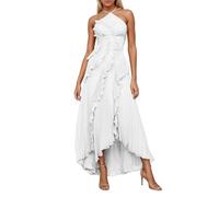 Sexy Women's Evening Dress, Irregular Ruffle Pleated Plain Colour Chiffon Chic and Elegant Slim Fit Flowy with Backless Charm Temperament Long Cocktail Dress