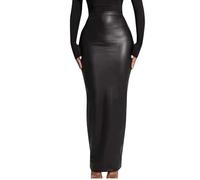 Sexy Wrap Pencil Maxi Skirt for Women UK - Wet Look Faux Leather Shiny Metallic Sparkly Trendy Ladies Glitter Hip Bodycon Slim Fit Clubwear Party
