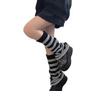 Sexybody Women's Leg Warmers Fashion Knit Warmers Long Socks Cute Y2K Kawaii Japanese Lolita Harajuku Accessories for Girls, Black+grey, One Size