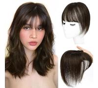 Sexycat Clip in Bangs for Women Real Human Hair Brown 360° Cover Hairpieces Clin on Fringe Wispy Bangs Hair Toppers for Thinning