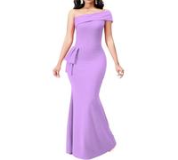 sexycherry Formal Dresses for Women Cocktail Sexy Off Shoulder Floor Length Long Evening Party Dress with Zipper, Lavender, M