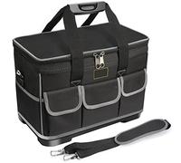 Sexyhot 16-Inch Multi-Pocket Tool Bag Organizer with Water Proof Molded Base, Adjustable Shoulder Strap,Heavy Duty Tools Storage Bag with Wide Open Mouth,Professional Tool Bag, Black