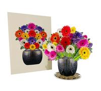 Seyal Gerbera Daisy Flower Pot Bouquet 3D Pop Up Card, with Detachable Paper Flower Bouquet, Gift for Birthday, Anniversary, Thank You, All Occasion - Includes Note