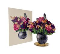 Seyal Moon light Garden Flower Pot Bouquet 3D Pop Up Card, with Detachable Paper Flower Bouquet, Gift for Birthday, Anniversary, Thank You, All Occasion - Includes Note
