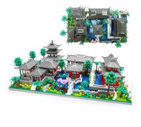 Seyaom Micro Mini Chinese Architecture of Suzhou Garden with Cherry Blossom Tree Building Blocks Set with LED Light, Botanical Building Set for Adults, 14+ Teens-3888 Pcs