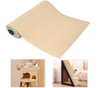 Seyaom Self-Adhesive Cat Scratching Mat, 200 cm x 40 cm, Cat Wall, DIY Trimmable Cat Scratching Mat for Protects Carpets, Sofa, Furniture Protection (Khaki)