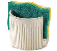 Seyatoo Ceramic Sponge Holder for Kitchen Sink, Scrub Sponge Dish Rack, Farmhouse Compact Sink Caddy Organizer, Glazed White