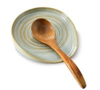 Seyatoo Ceramic Spoon Rest for Stove Top, Spoon Holder for Kitchen Counter, Farmhouse Cooking Utensil Holder for Spoons, Ladles, Spatula, Vintage Grey