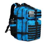 SEYATULLH 45L Military Tactical Backpack for Men & Women Bug Out Bag Assault pack Molle Daypack Hiking Trekking Rucksack (2.0 side pockets （blue tie dye）)