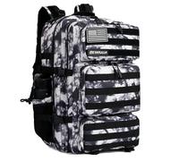 SEYATULLH Military Tactical Backpack 55L for Men & Women Bug Out Bag Assault pack Molle Daypack Hiking Trekking Rucksack (Black and white tie dye)
