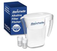Seychelle pH2O Alkaline Water Filter Pitcher - pH Enhancing Filtration - 200 Gallon Capacity - USA-Made Filter, 64oz