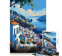 Seychelles Coastal Town Puzzles for Adults 1000 Puzzles Analytical Skill Leisure Escape Tight Join Seasonal Gift (38x26cm)