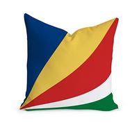 Seychelles Cushion Covers Famhouse Decor Square Zipper Pillow Cover Seychelles Flag Velvet Throw Pillowcase for Living Room Bedroom 16x16in Modern National Flag Pillow Cover Housewarming Gift