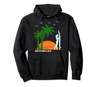 Seychelles Palm Trees on an Island Surf Sunset Beach Pullover Hoodie