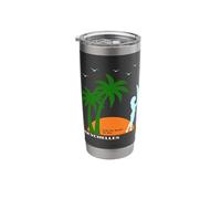 Seychelles Palm Trees on an Island Surf Sunset Beach Stainless Steel Insulated Tumbler