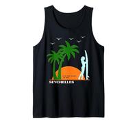 Seychelles Palm Trees on an Island Surf Sunset Beach Tank Top