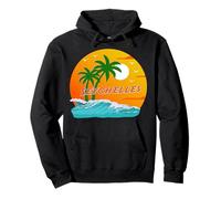 Seychelles Palm Trees Sunset Indian Ocean Waves Souvenir Pullover Hoodie
