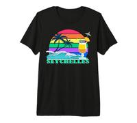 Seychelles Palm Trees Sunset Waves Indian Ocean Souvenir Premium T-Shirt