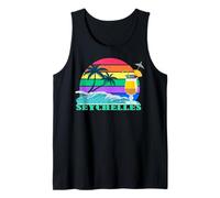 Seychelles Palm Trees Sunset Waves Indian Ocean Souvenir Tank Top