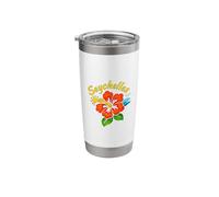 Seychelles Tropical Flower Beach Island Design Stainless Steel Insulated Tumbler