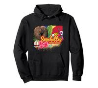Seychelles Vintage Island Souvenir with Coconut and Beach Pullover Hoodie