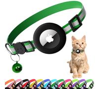 Seyezo Cat Collar with Airtag Holder, Reflective Kitten Collar with Bell, Breakaway Airtag Cat Collar for Boys Girls Cats, GPS Tracker for Cats, 0.43 Inch Wide Adjustable