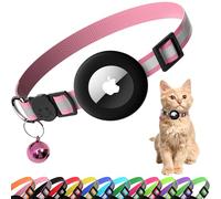 Seyezo Cat Collar with Airtag Holder, Reflective Kitten Collar with Bell, Breakaway Airtag Cat Collar for Boys Girls Cats, GPS Tracker for Cats, 0.43 Inch Wide Adjustable